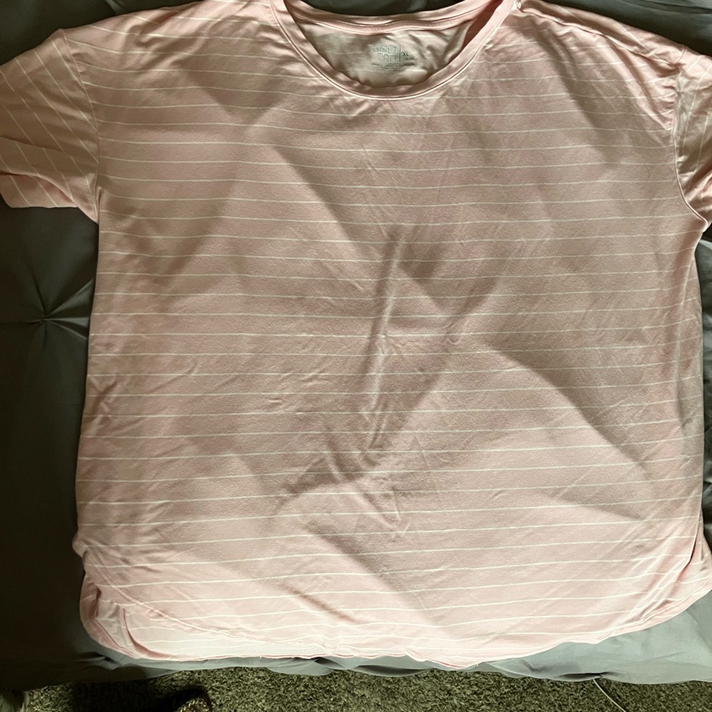 NWOT Time and Tru Pink Short Sleeve Tee with Soft Stripes